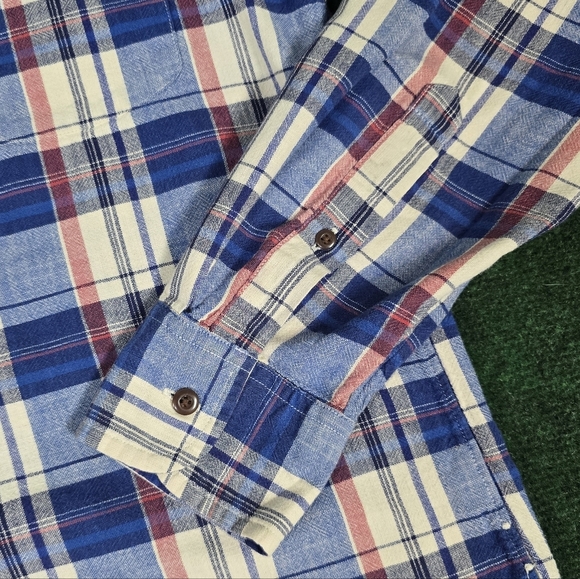 J. Crew | 100% Hand Spun Cotton Slim Fit Plaid Flannel Button Down Mens Shirt - Picture 11 of 15